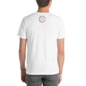 man wearing a white Nissan R34 GT-R t shirt in automotive t shirts - Modified Street Style